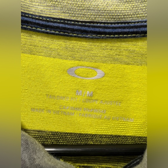 Oakley Men's Polo Shirt in Yellow, Blue, and Black Stripes Glasses Cleaner sz M - Picture 8 of 12